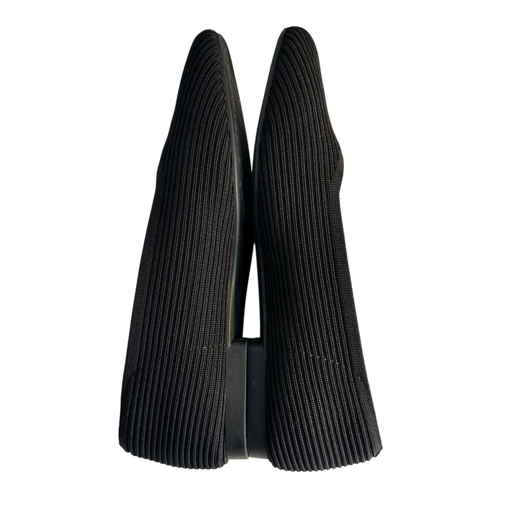 VIVAIA Margot 2.0 V Cut Ballet Flats Size 37 US 6.5 Black Square Toe Ribbed Knit - Picture 6 of 8